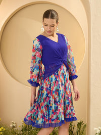 Antheaa Floral Print Chiffon Fit & Flare Dress