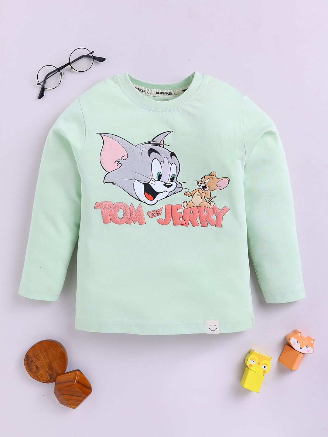 Happy Faces Boys Tom & Jerry Printed Pure Cotton T-shirt