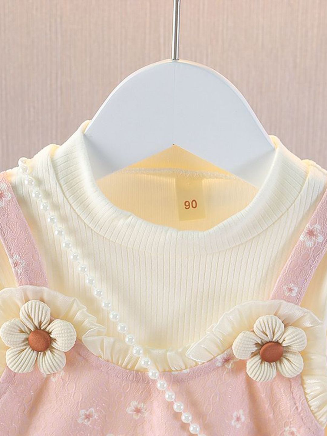 YK Girl Round Neck Applique Pinafore Dress