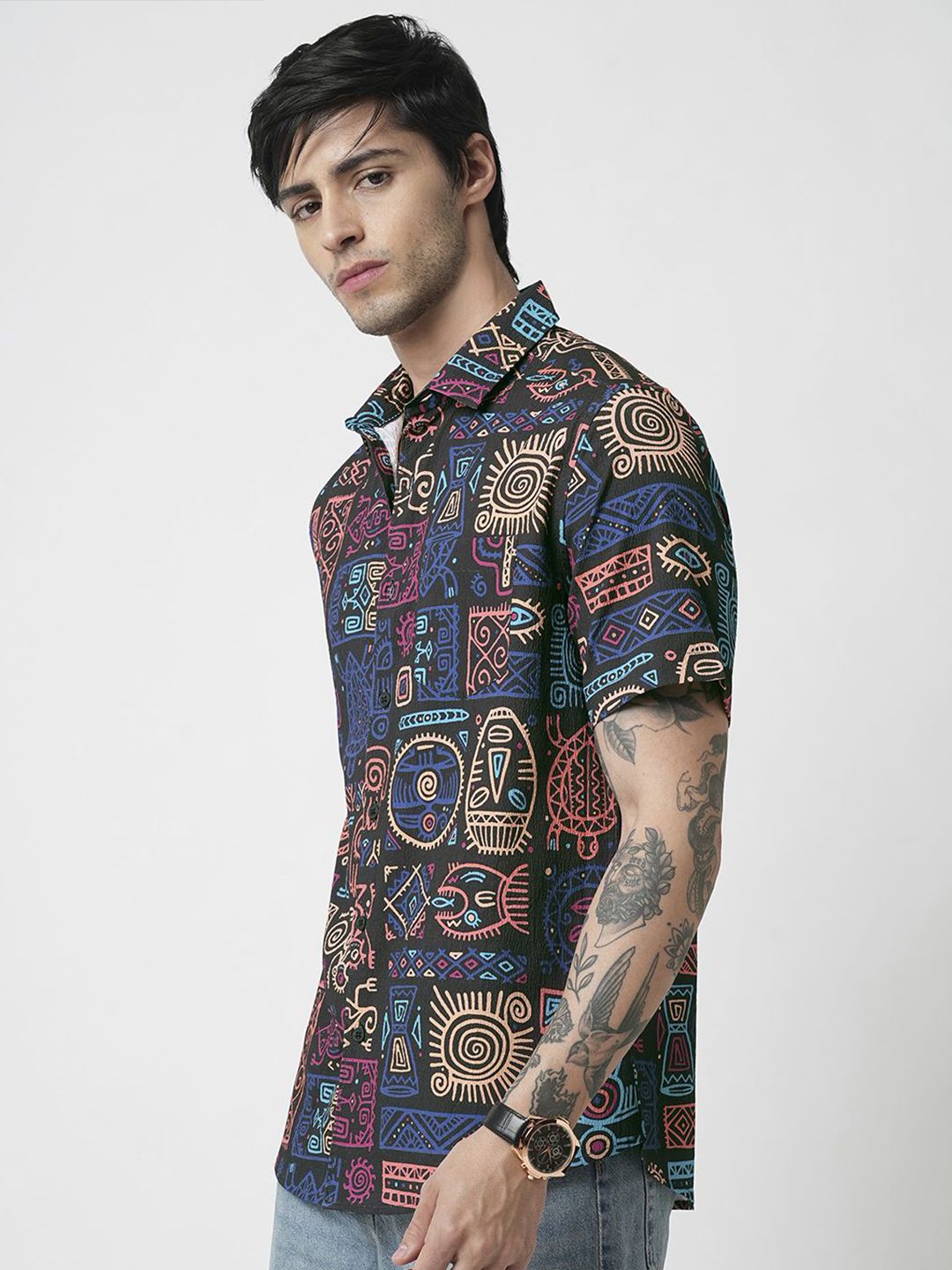 VASTRADO Men Classic Ethnic Motifs Printed Slim Fit Casual Shirt