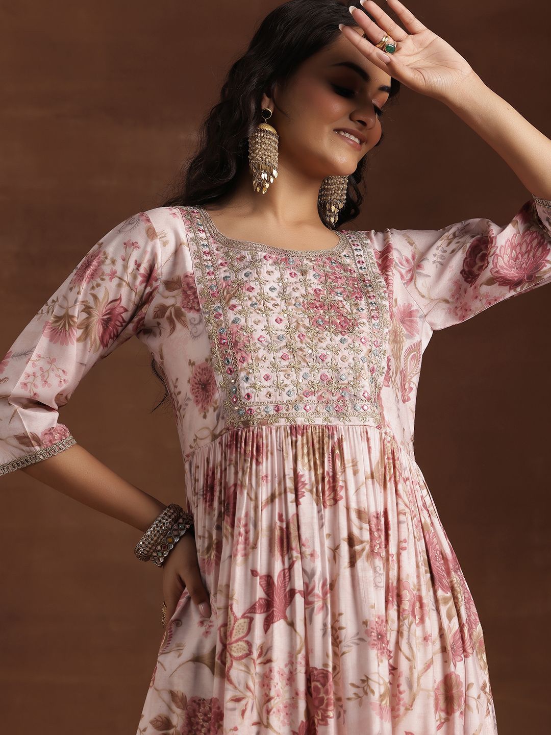 Libas Floral Printed Pleated Kurta