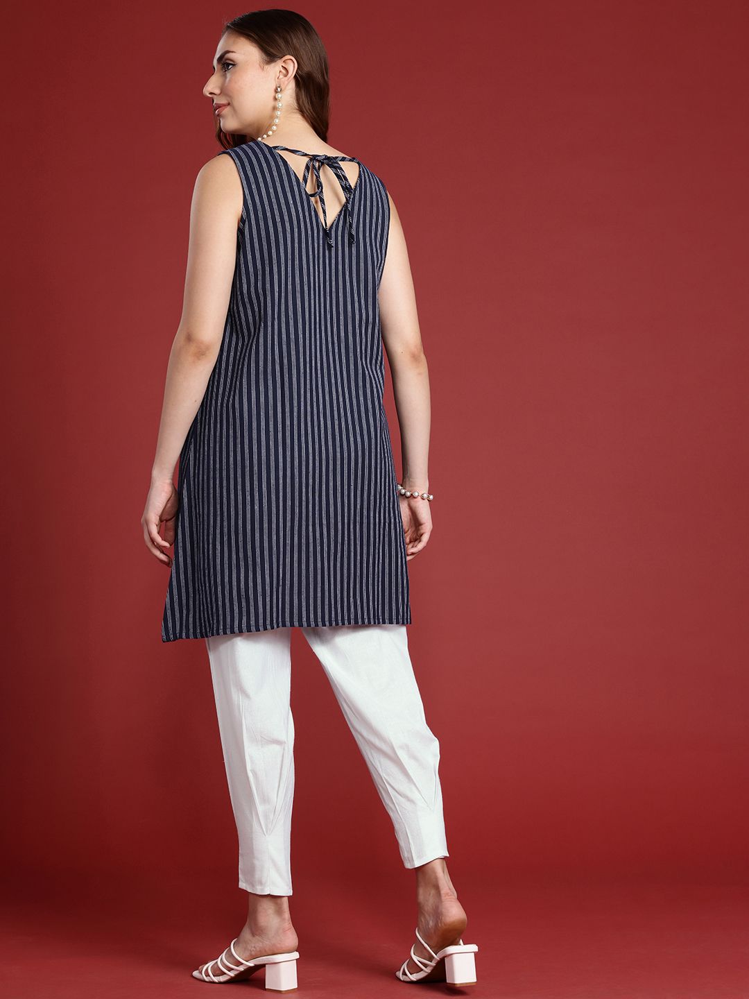 Anouk Woven Design Angrakha Kurti With Trousers