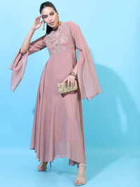 Vishudh Women Embroidered Round Neck Maxi Dress