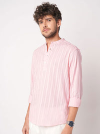 VASTRADO Men Striped Fusion Cotton Straight Kurta
