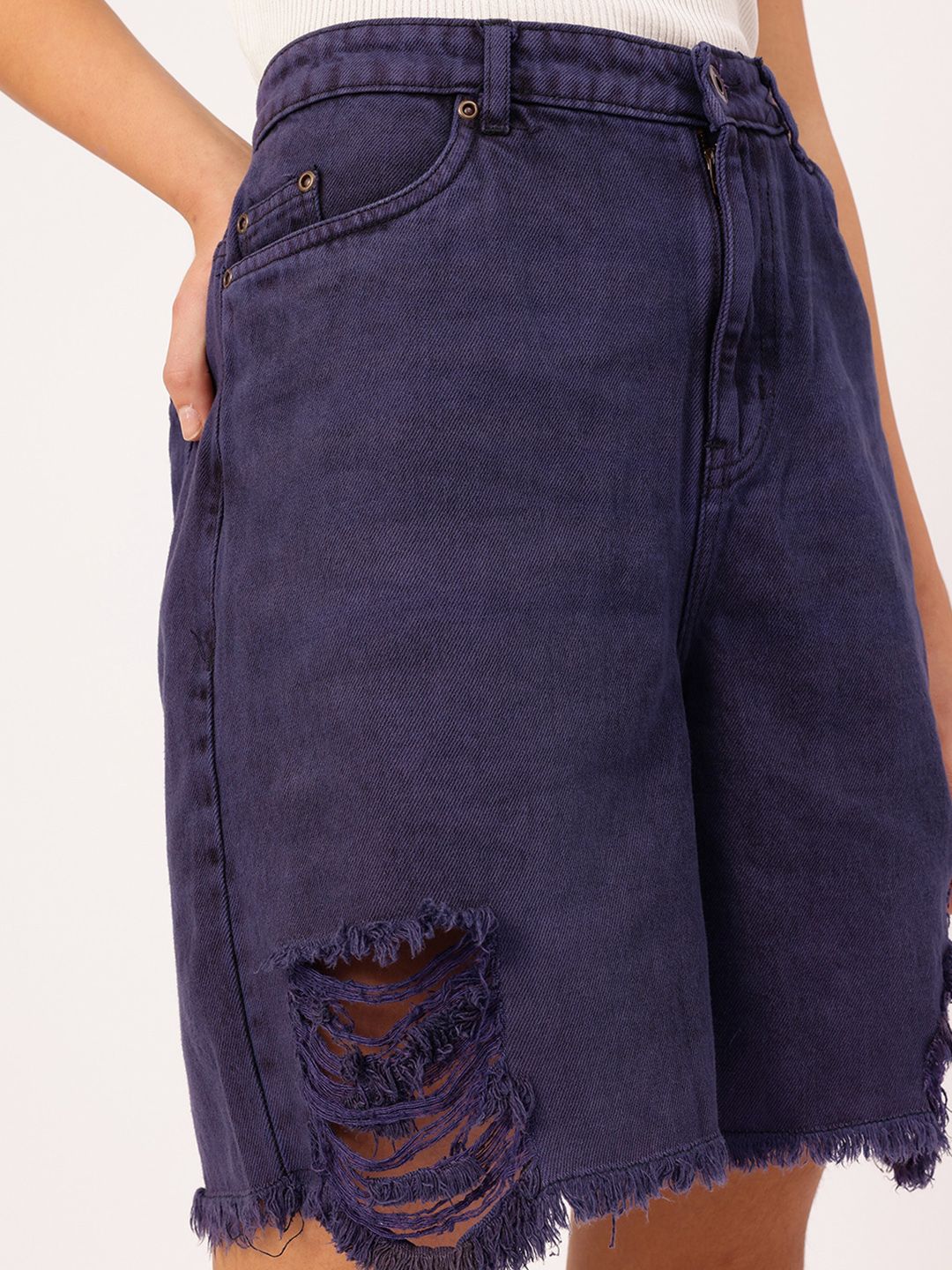 DressBerry Women Ripped Right Frayed Denim Shorts