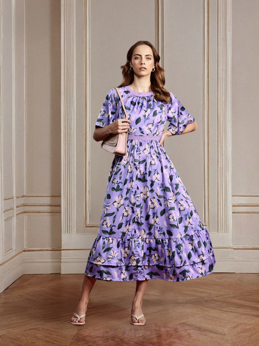 all about you Floral Print A-Line Midi Dress