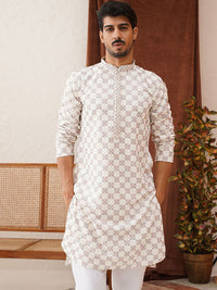 Jompers Men Geometric Embroidered Sequinned Kurta