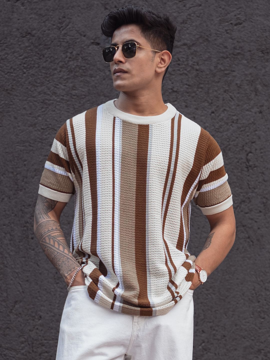 Powerlook Men Striped T-shirt