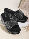 Anouk Embellished Open Back Flatform Heels