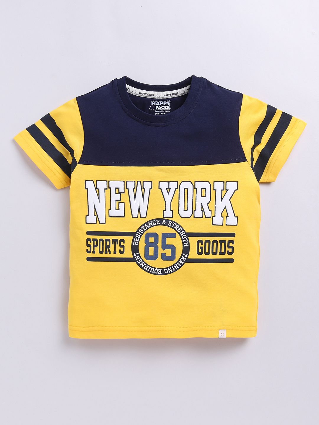 Happy Faces Kids Boys Typography Printed Pure Cotton T-Shirt