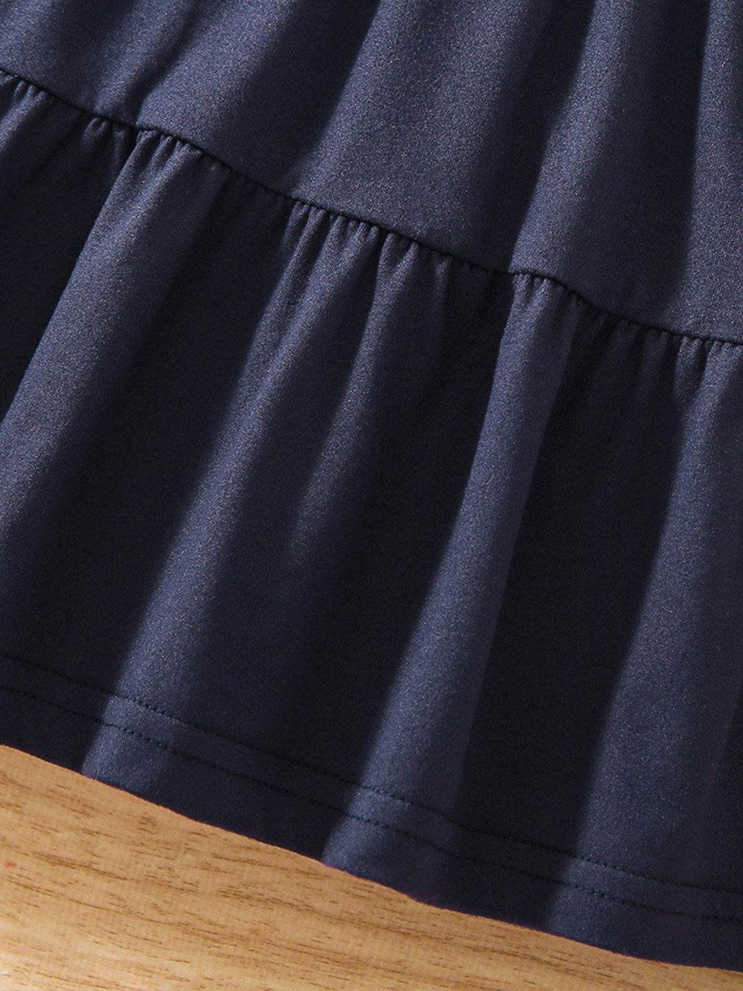 YK Girls Solid Shirt Collar A-Line Dress