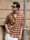 Powerlook Tartan Checked Long Sleeves Pure Cotton Shirt