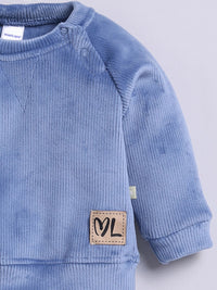 Moms Love Infant Boys Ribbed Velvet-Finish Pure Cotton Sweatshirt With Joggers