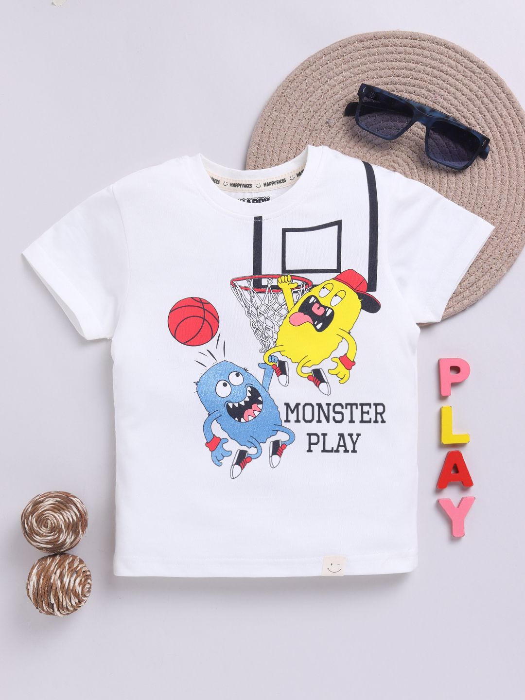 Happy Faces Boys Graphic Print Pure Cotton T-shirt