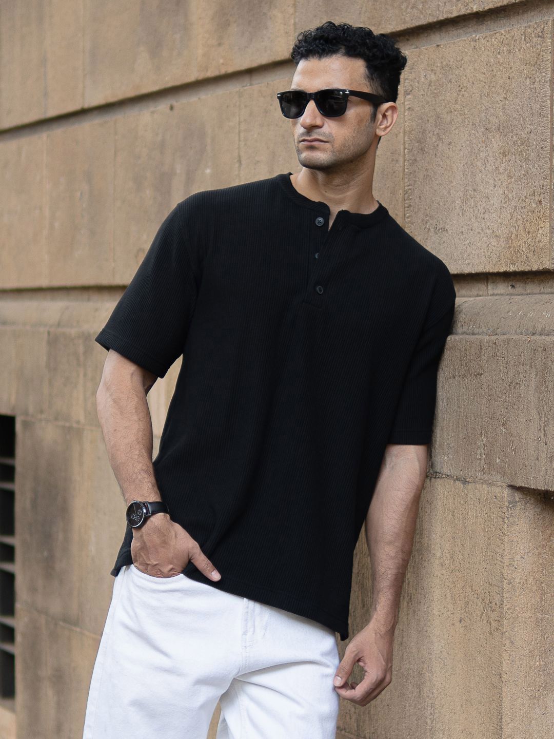 Powerlook Men Drop-Shoulder Sleeves T-shirt