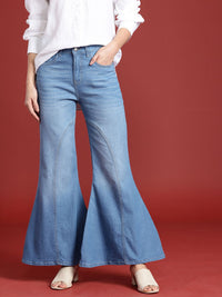 all about you Women Slim Flared Bootcut High-Rise Light Fade Stretchable Jeans