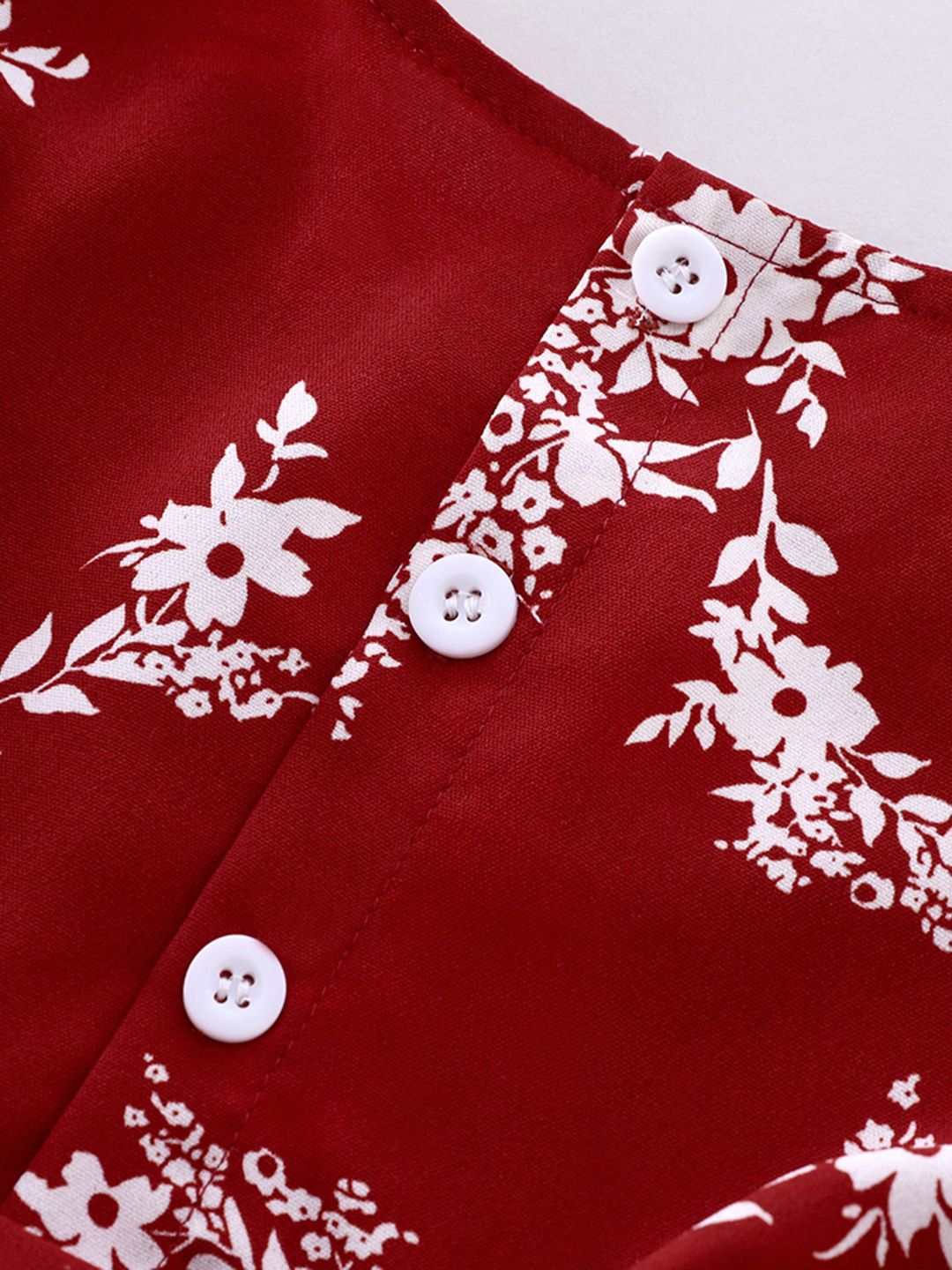 YK Girls Floral Printed Peter Pan Collar Tie-Ups Detail Dress