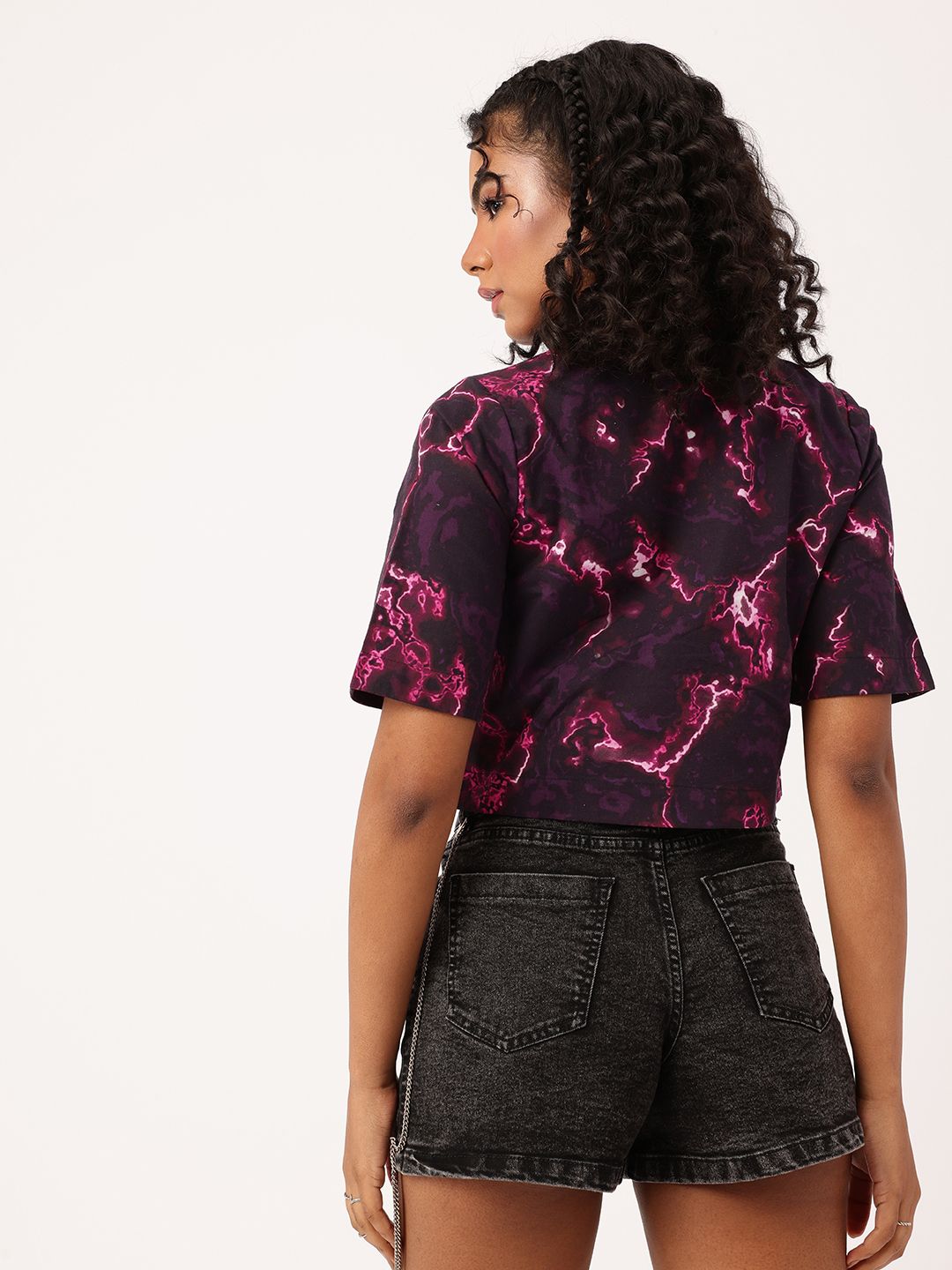 DressBerry Electric Escape Boxy Crop Shirt