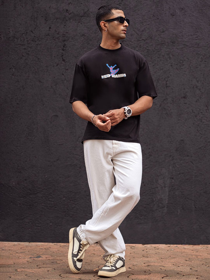 Powerlook Men Graphic Printed Round Neck Cotton Oversized T-shirt