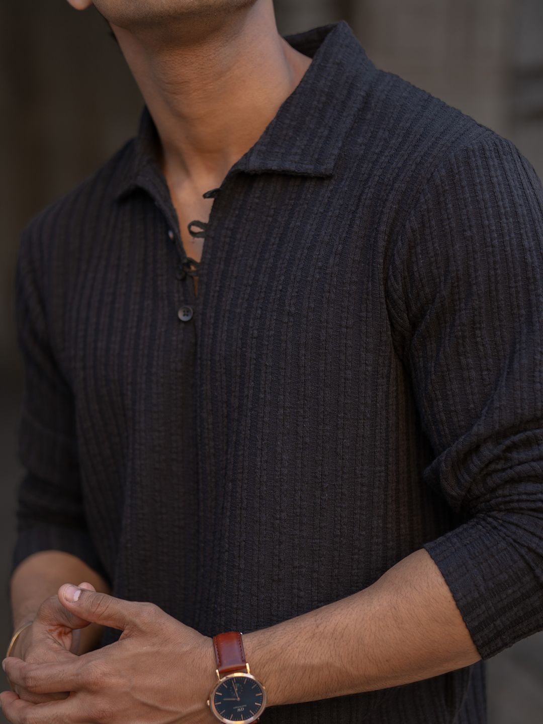 Powerlook Men Self Design Polo Collar T-shirt