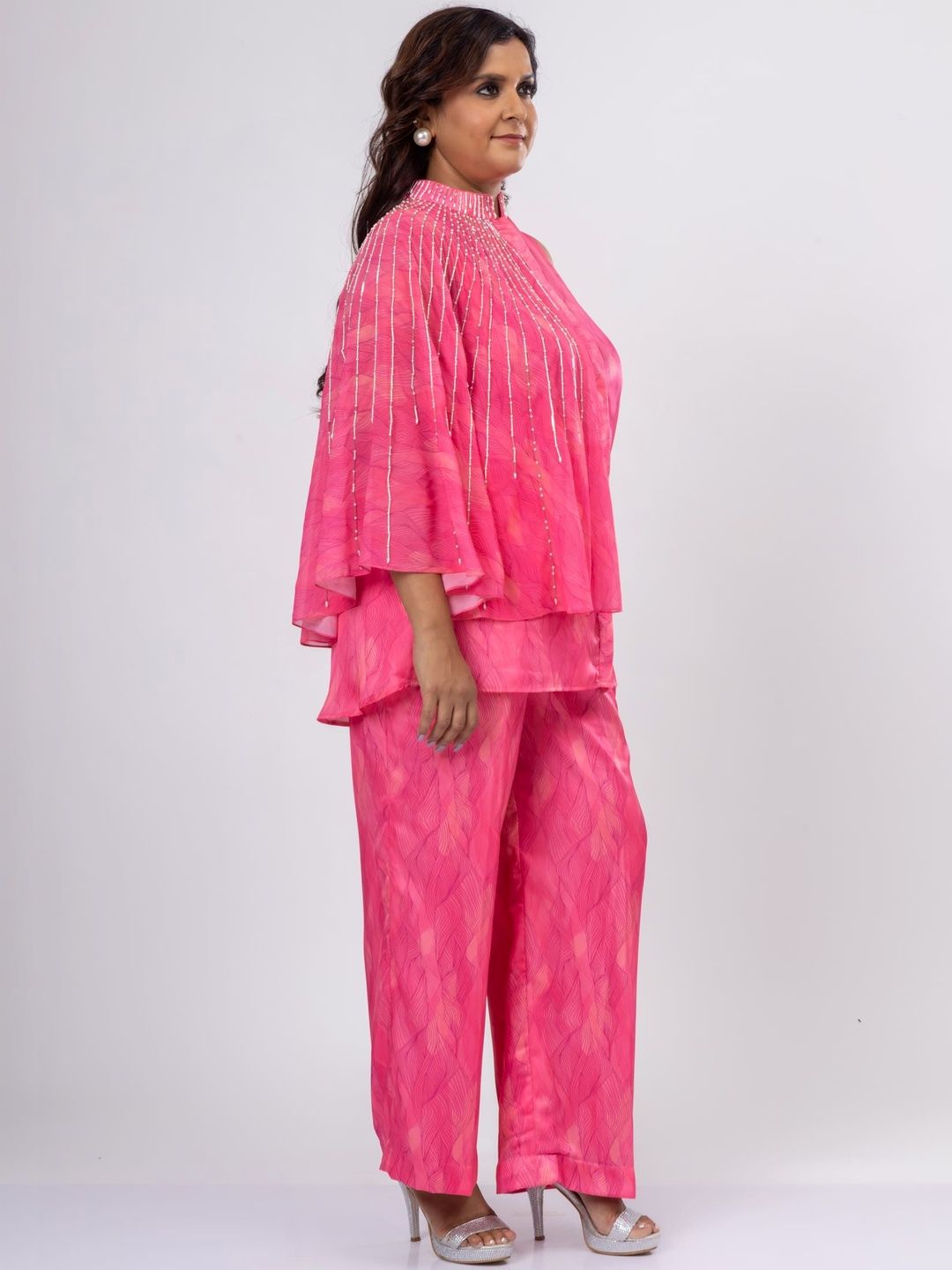 Mamicha Printed Mandarin Collar Top & Trousers Co-Ords