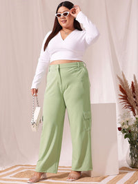 CURVY STREET Women Relaxed Straight Fit Cargos Trousers