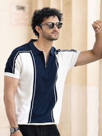 Powerlook Men Colourblocked Polo Collar Regular Fit Cotton T-shirt
