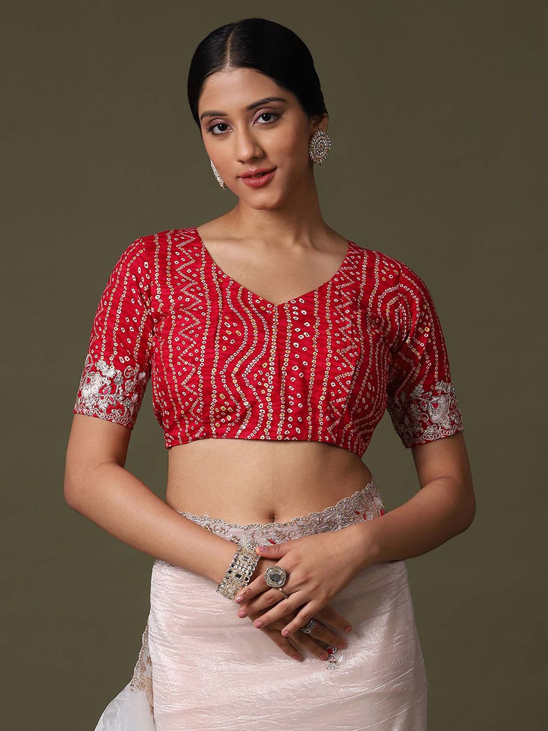 Saree mall Bandhani Embroidered Tissue Sarees