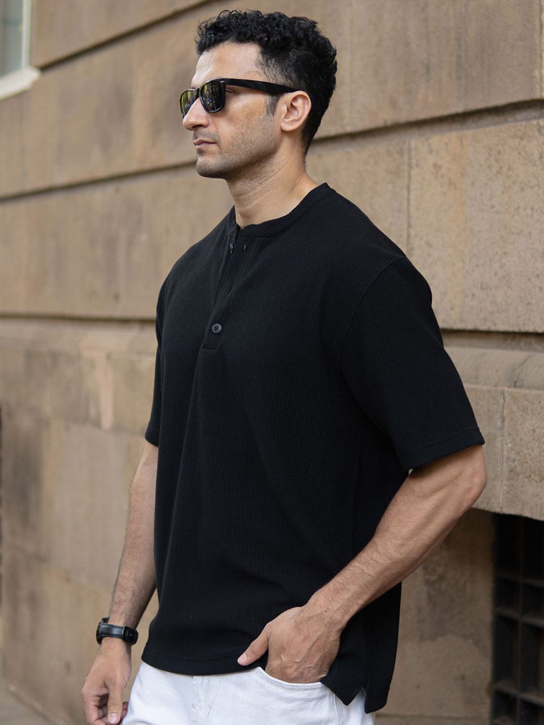 Powerlook Men Drop-Shoulder Sleeves T-shirt