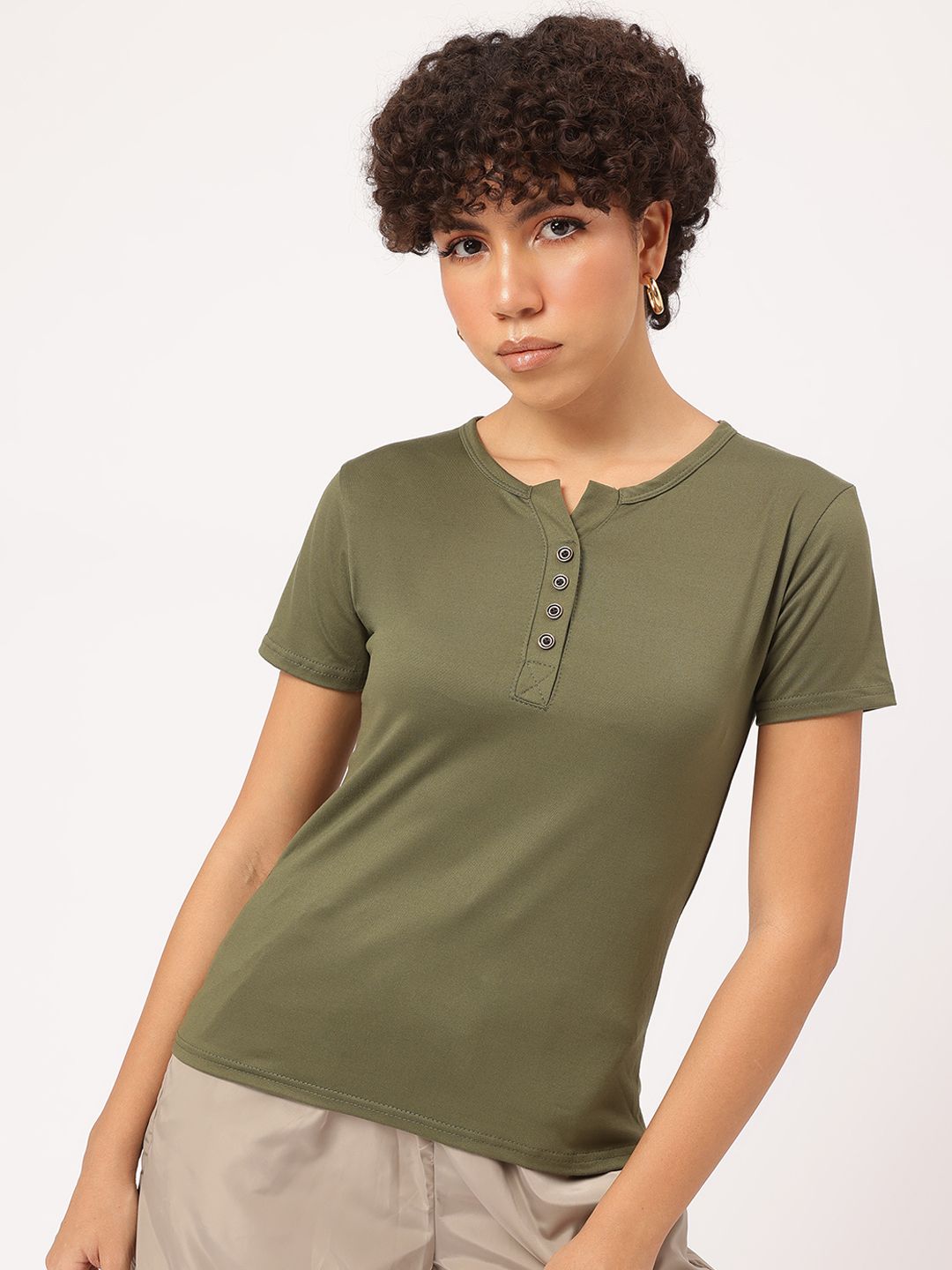 DressBerry Urban Chic Henley Neck T-shirt