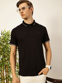 Thomas Scott Men Solid Polo Collar Cotton T-shirt