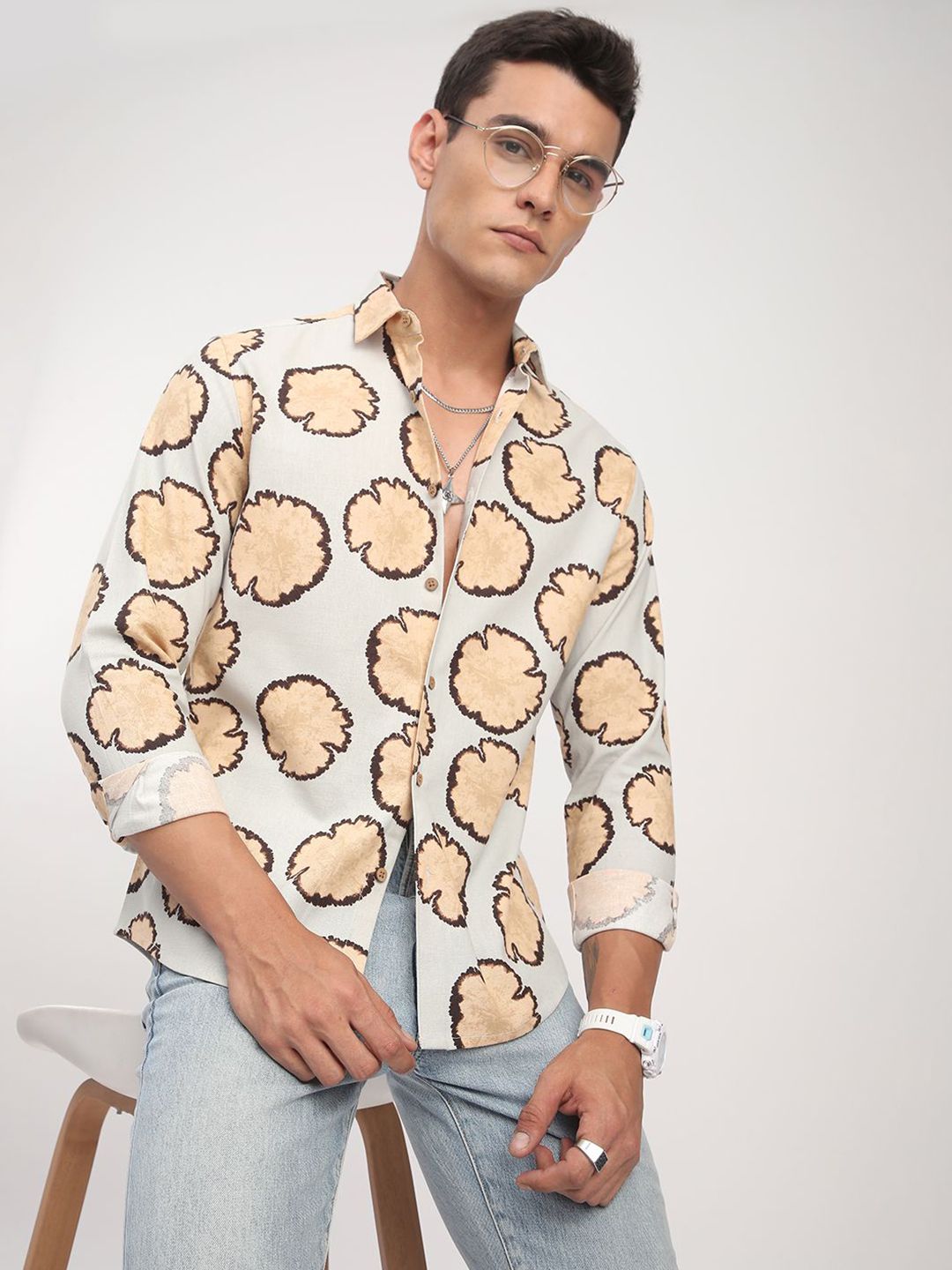 VASTRADO Men Classic Slim Fit Printed Casual Shirt