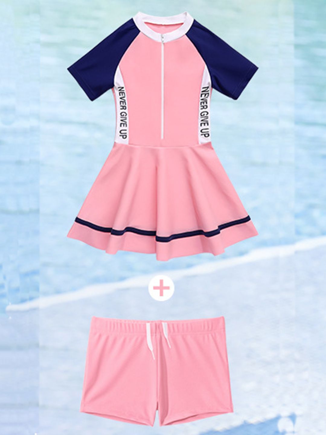 YK Girls Colourblocked Swimming Dress