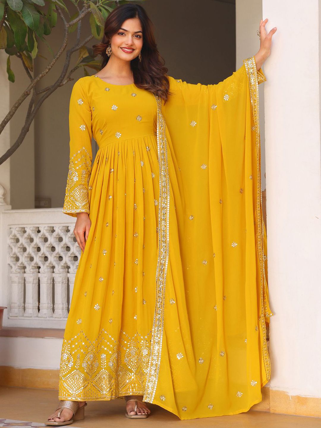 KALINI Women Floral Embroidered Regular Kurta with Trousers & With Dupatta