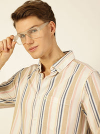 Thomas Scott Men Premium Slim Fit Opaque Striped Casual Shirt