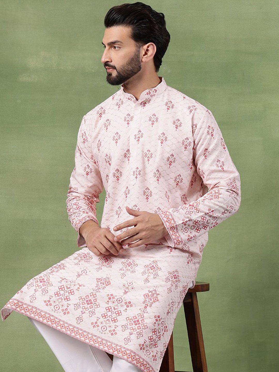SOJANYA Men Ethnic Motifs Embroidered Kurta