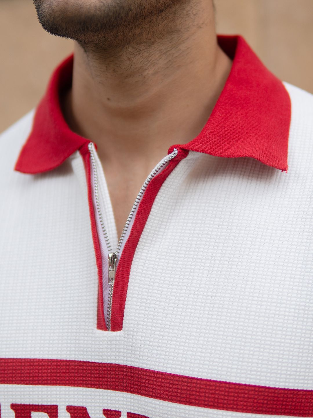 Powerlook Typography Printed Polo Collar Drop-Shoulder Sleeves Oversized T-shirt