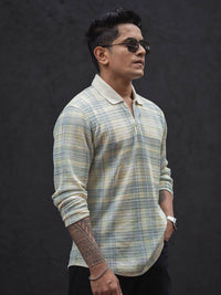 Powerlook Men Checked Polo Collar T-shirt