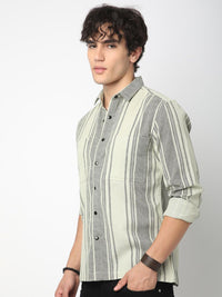 VASTRADO Men Classic Spread Collar Multi Striped Cotton Slim Fit Casual Shirt