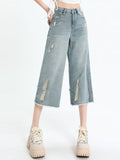 DressBerry Women Straight Fit Low Distress Light Fade Jeans