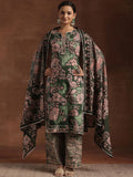Libas Green Floral Printed Gotta Patti Pure Cotton Kurta With Palazzos & Dupatta