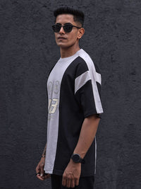 Powerlook Men Typography Colourblocked Drop-Shoulder Sleeves T-shirt