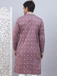 Jompers Floral Sequins Embroidered Mandarin Collar Straight Kurta