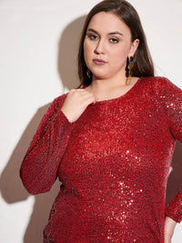 SASSAFRAS Curve Plus Size Sequin Embellished Bodycon Midi Dress