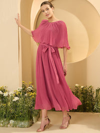 Antheaa Cape Sleeves Chiffon Maxi Dress