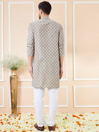 See Designs Ethnic Motifs Woven Design Mandarin Collar Straight Kurta With Pyjamas