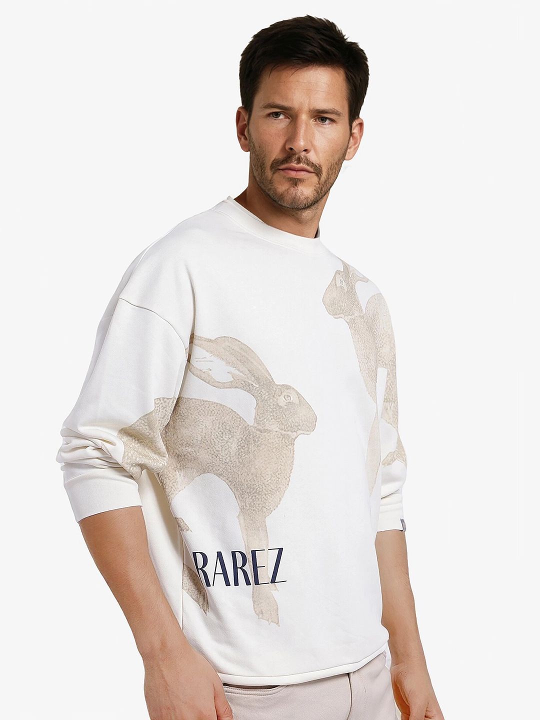 RARE RABBIT Men Printed Cotton Round Neck Sweatshirt
