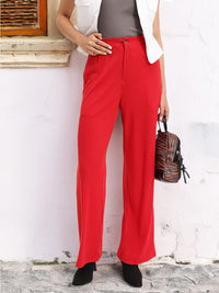 DressBerry Women Cherry Bomb Textured Treat Ribbed Flare Leg Trousers