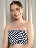 Berrylush Geometric Print Tube Crop Top