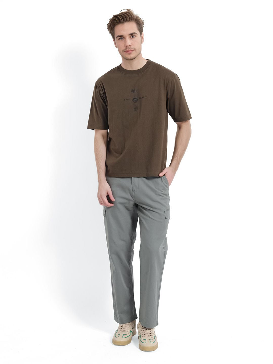 RARE RABBIT Men Graphic Printed Round Neck Cotton T-shirt